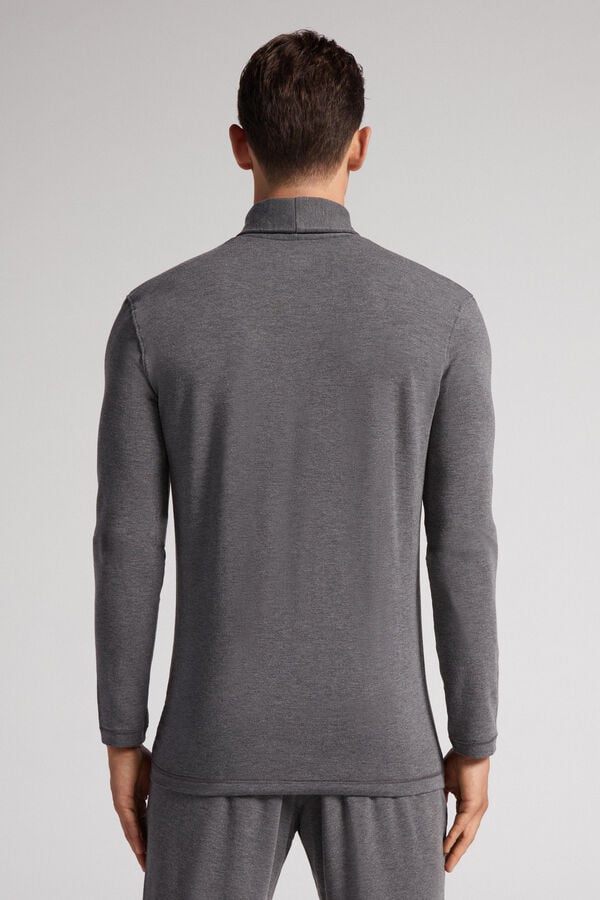 Men Intimissimi High-Neck Modal-Cashmere Long Sleeve Deep Grey | 5493768-JL