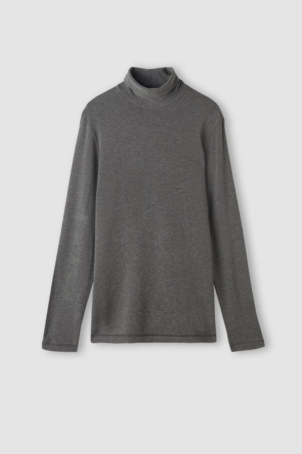 Men Intimissimi High-Neck Modal-Cashmere Long Sleeve Deep Grey | 5493768-JL