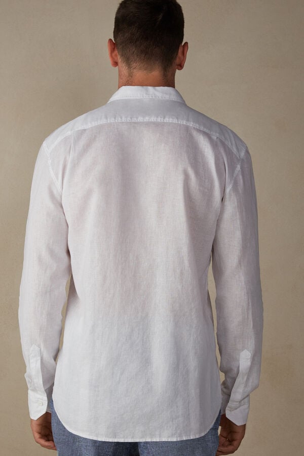 Men Intimissimi Linen And Cotton Shirt White | 9615732-QW