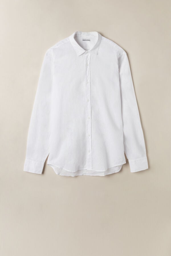 Men Intimissimi Linen And Cotton Shirt White | 9615732-QW