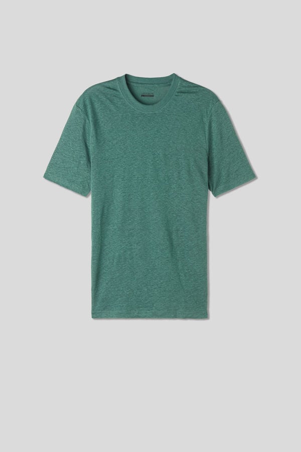 Men Intimissimi Linen T-Shirt Green | 6843195-AK