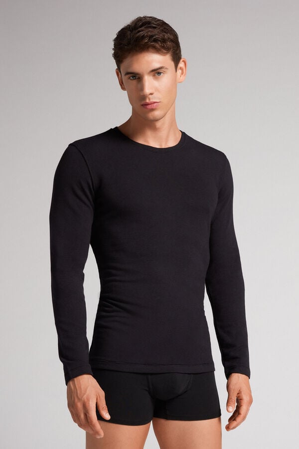 Men Intimissimi Modal-Cashmere Long Sleeve Black | 2846031-SY