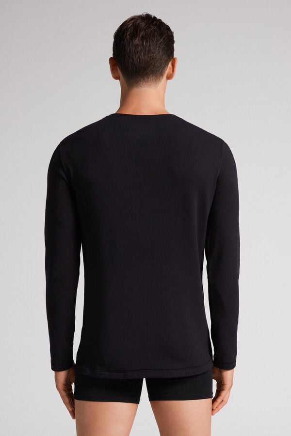 Men Intimissimi Modal-Cashmere Long Sleeve Black | 2846031-SY