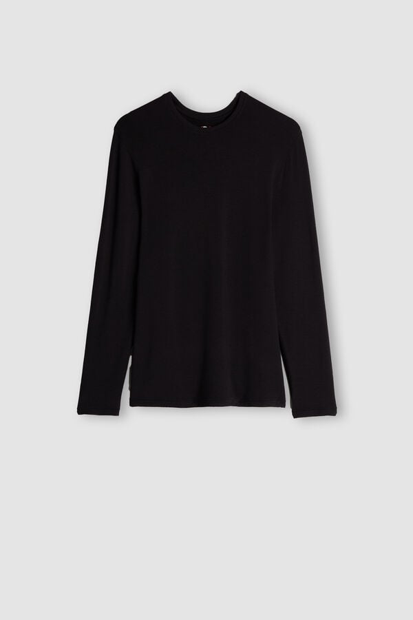 Men Intimissimi Modal-Cashmere Long Sleeve Black | 2846031-SY