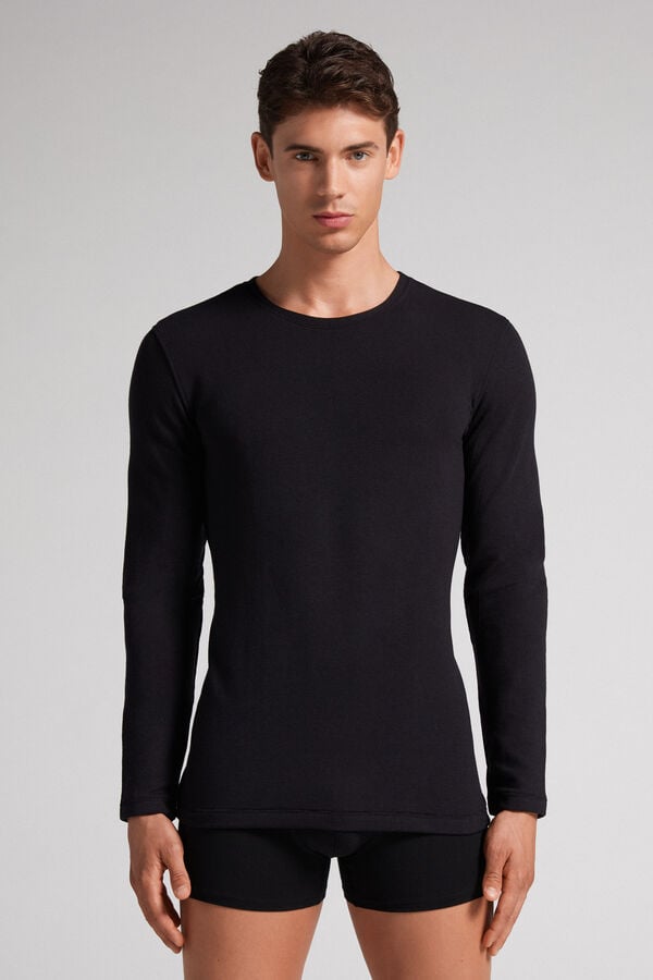 Men Intimissimi Modal-Cashmere Long Sleeve Black | 2846031-SY