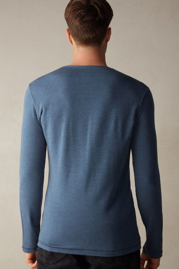 Men Intimissimi Modal-Cashmere Long Sleeve Blue | 9172358-IZ