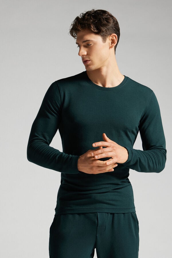 Men Intimissimi Modal-Cashmere Long Sleeve Dark Green | 6832594-AF