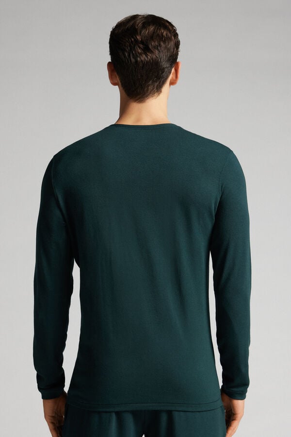 Men Intimissimi Modal-Cashmere Long Sleeve Dark Green | 6832594-AF