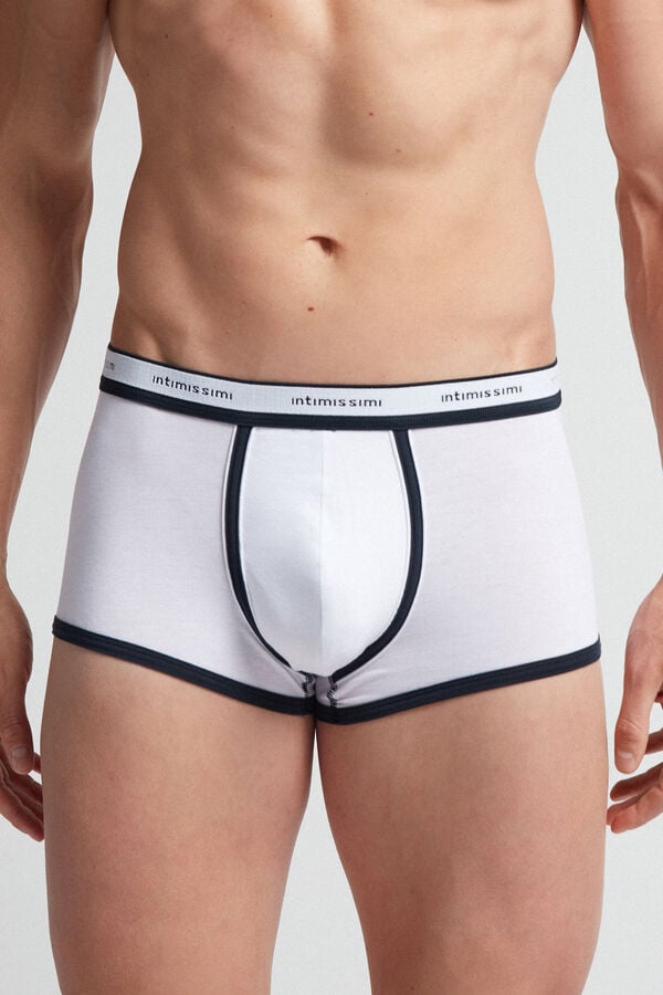 Men Intimissimi Natural Fresh Cotton Boxer White / Blue | 8317406-NC