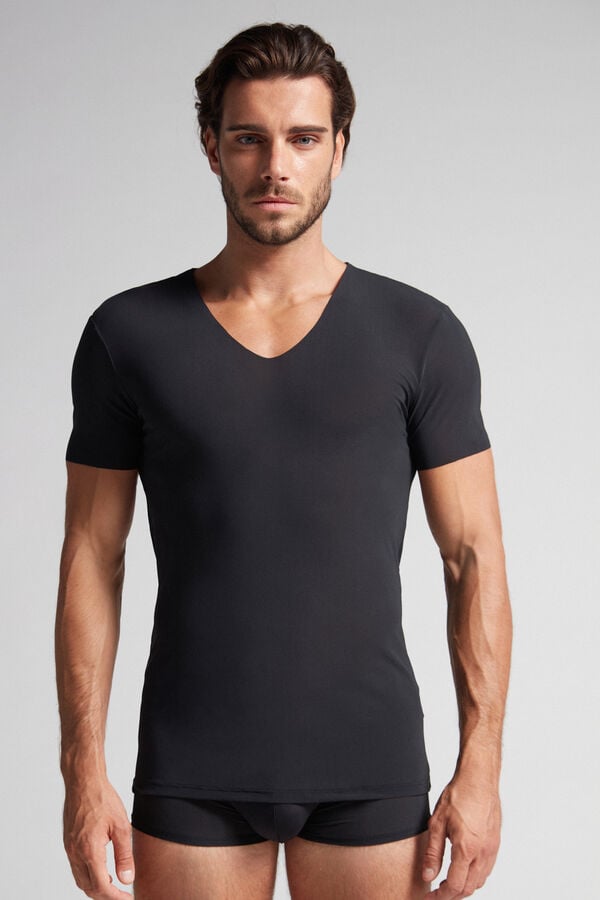 Men Intimissimi Seamless Micromesh T-Shirt Black | 3412986-HI