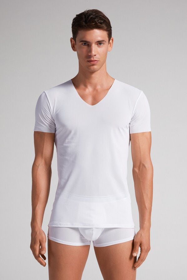 Men Intimissimi Seamless Micromesh T-Shirt White | 0178265-DG