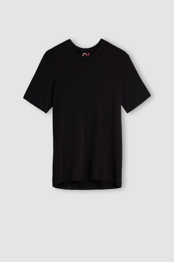 Men Intimissimi Short-Sleeve Modal-Cashmere T-Shirt Black | 1507463-QR