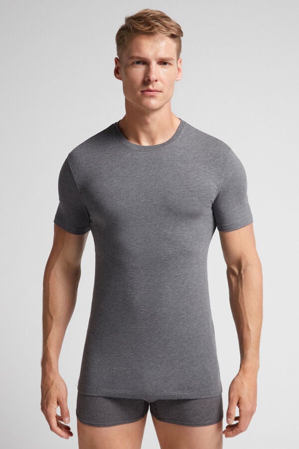 Men Intimissimi Stretch Superior Cotton T-Shirt Deep Grey | 9835127-TX