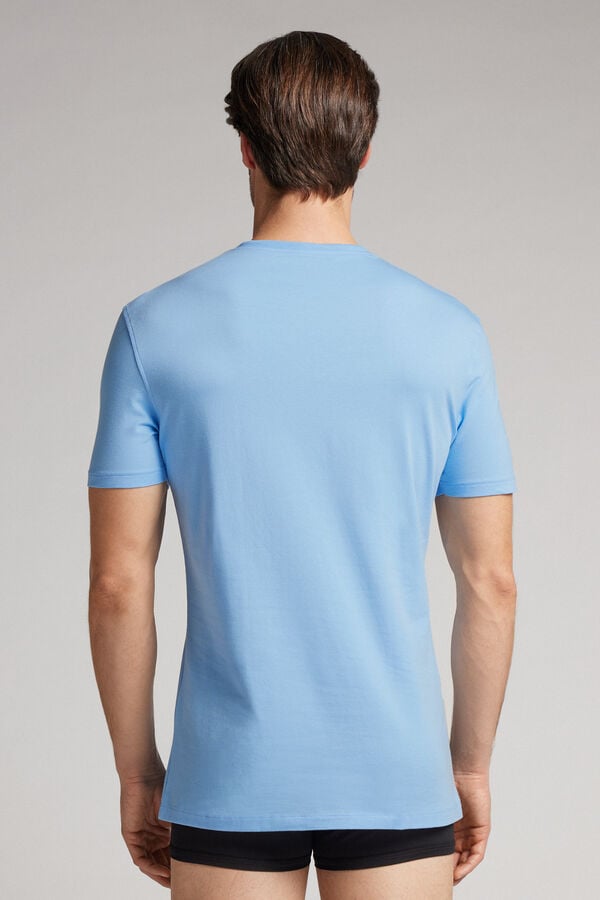 Men Intimissimi Stretch Superior Cotton T-Shirt Light Blue | 6859413-IR