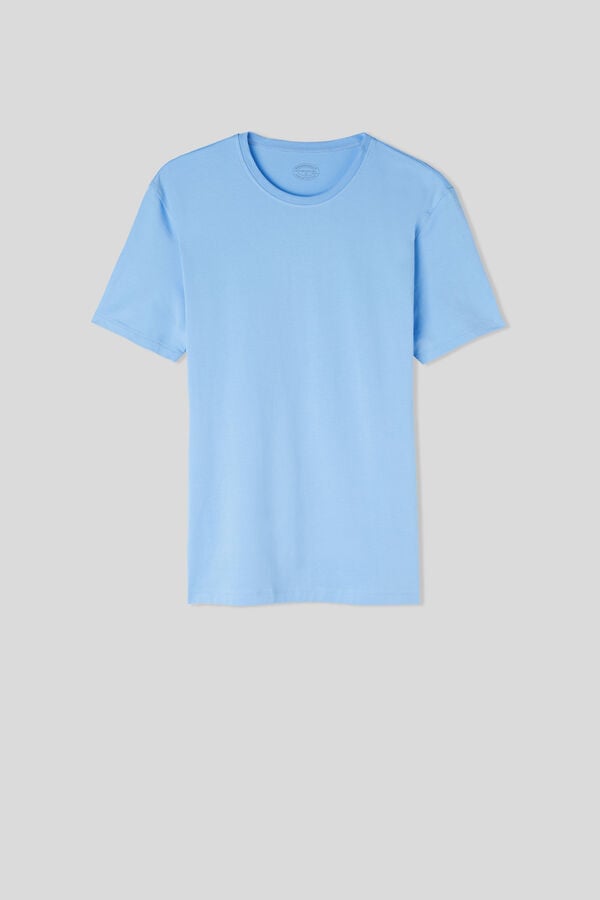 Men Intimissimi Stretch Superior Cotton T-Shirt Light Blue | 6859413-IR