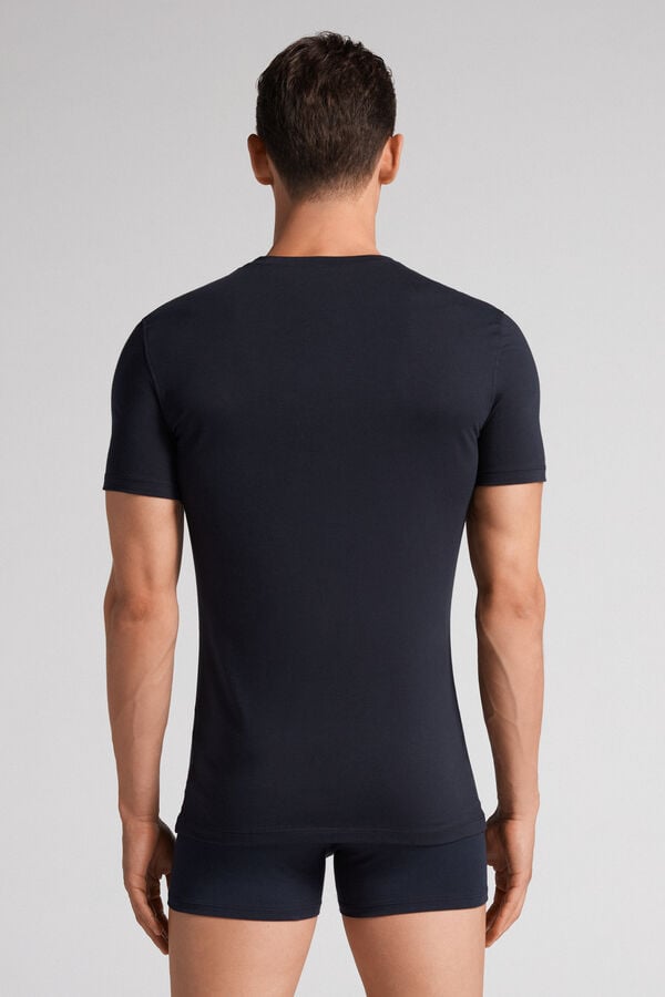 Men Intimissimi Stretch Superior Cotton T-Shirt Black | 1732985-YA