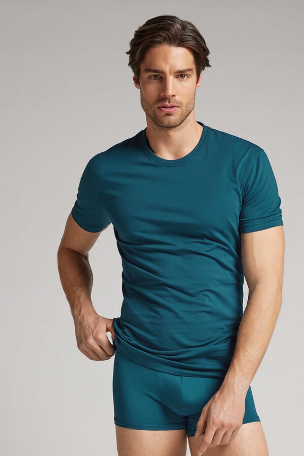 Men Intimissimi Stretch Superior Cotton T-Shirt Green | 7940826-KG