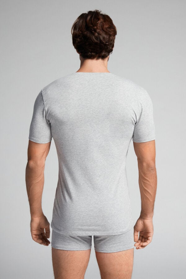 Men Intimissimi Stretch Superior Cotton V-Neck T-Shirt Light Grey | 0594832-VG