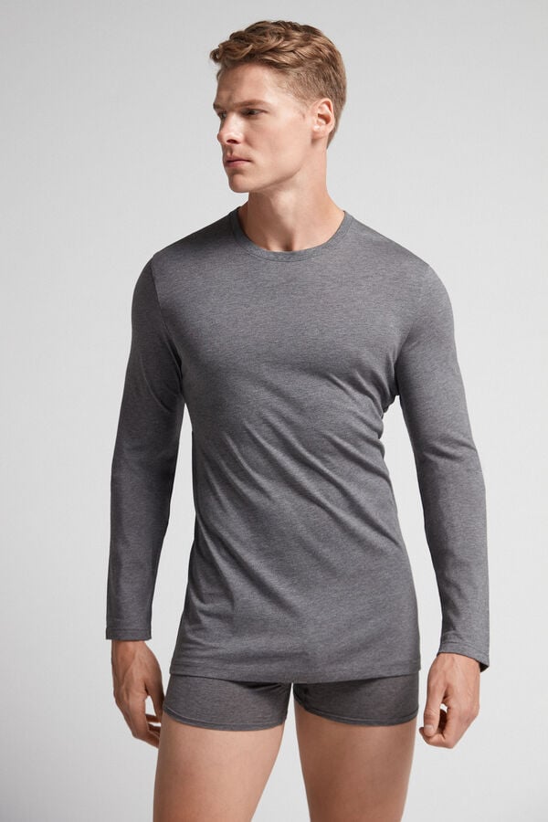 Men Intimissimi Superior Cotton Long Sleeve Deep Grey | 1238046-FU