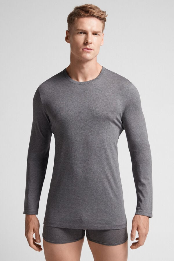 Men Intimissimi Superior Cotton Long Sleeve Deep Grey | 1238046-FU