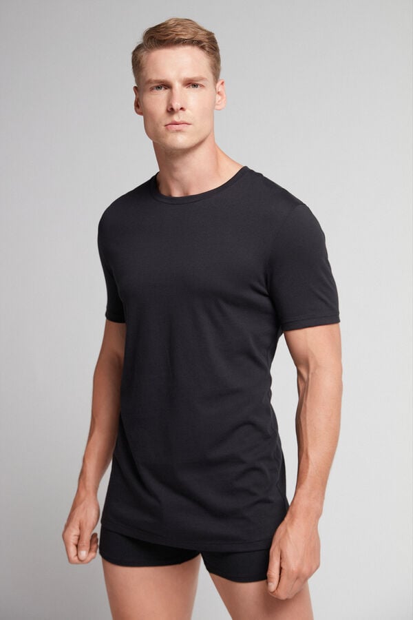 Men Intimissimi Superior Cotton T-Shirt Black | 9804531-KV