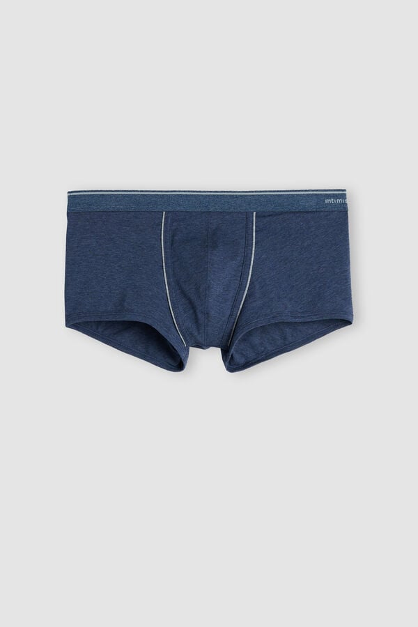 Men Intimissimi Superior Cotton With Exposed Elastic Boxer Blue / Light Grey | 2073584-TH