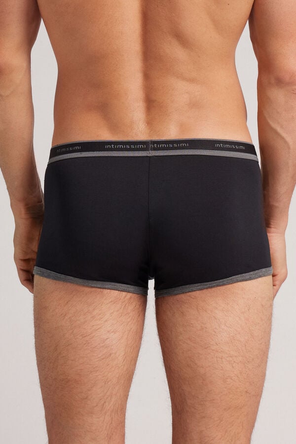 Men Intimissimi Superior Cotton With Logo Boxer Black / Deep Grey | 0179534-TJ