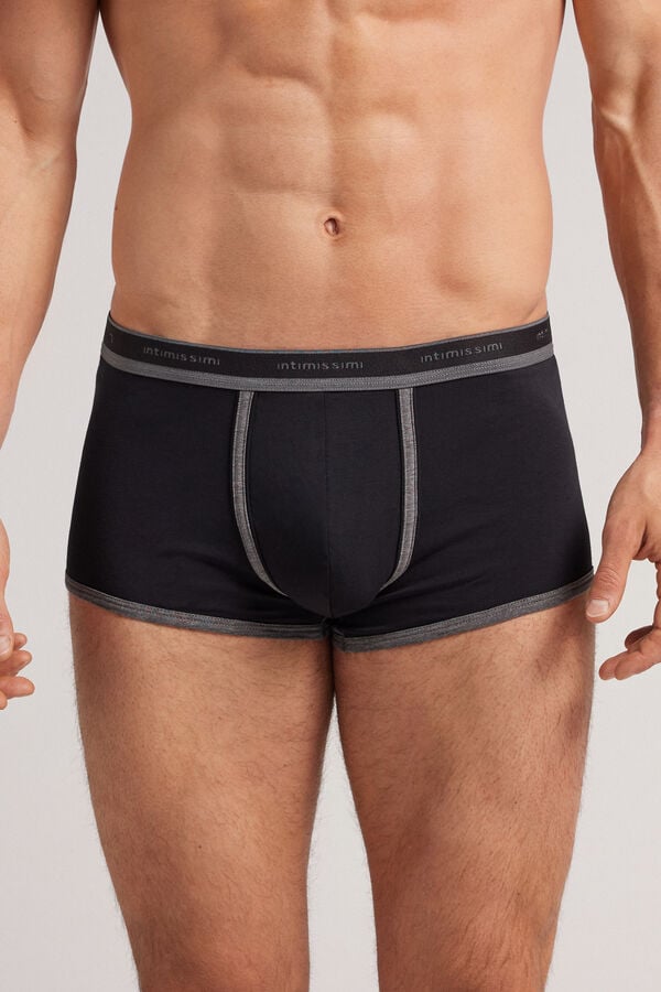 Men Intimissimi Superior Cotton With Logo Boxer Black / Deep Grey | 0179534-TJ