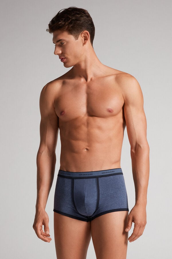 Men Intimissimi Superior Cotton With Logo Boxer Blue / Blue | 2845071-HI