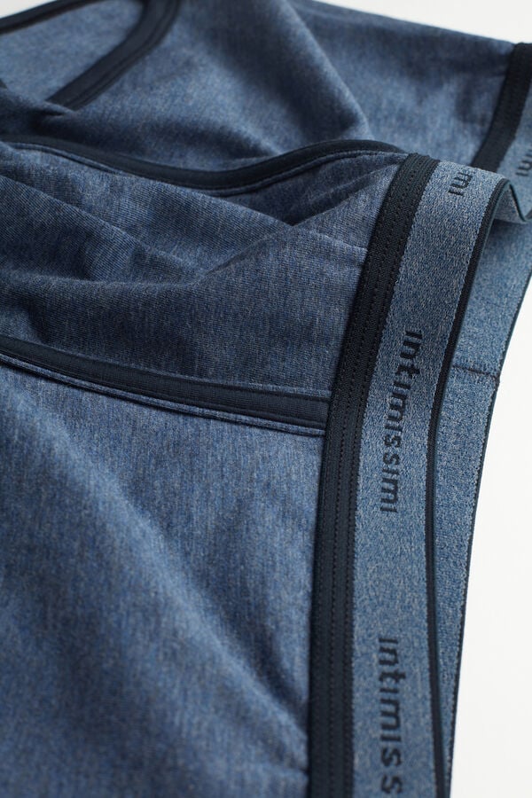 Men Intimissimi Superior Cotton With Logo Boxer Blue / Blue | 2845071-HI