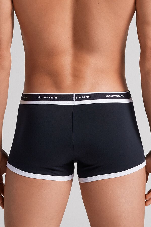 Men Intimissimi Superior Cotton With Logo Boxer Blue / White | 2546180-QF