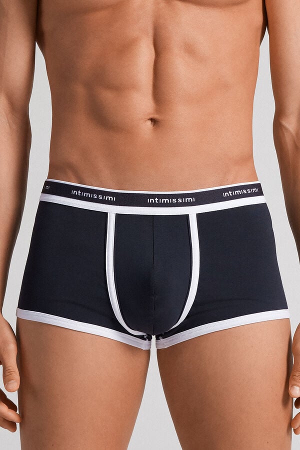 Men Intimissimi Superior Cotton With Logo Boxer Blue / White | 2546180-QF