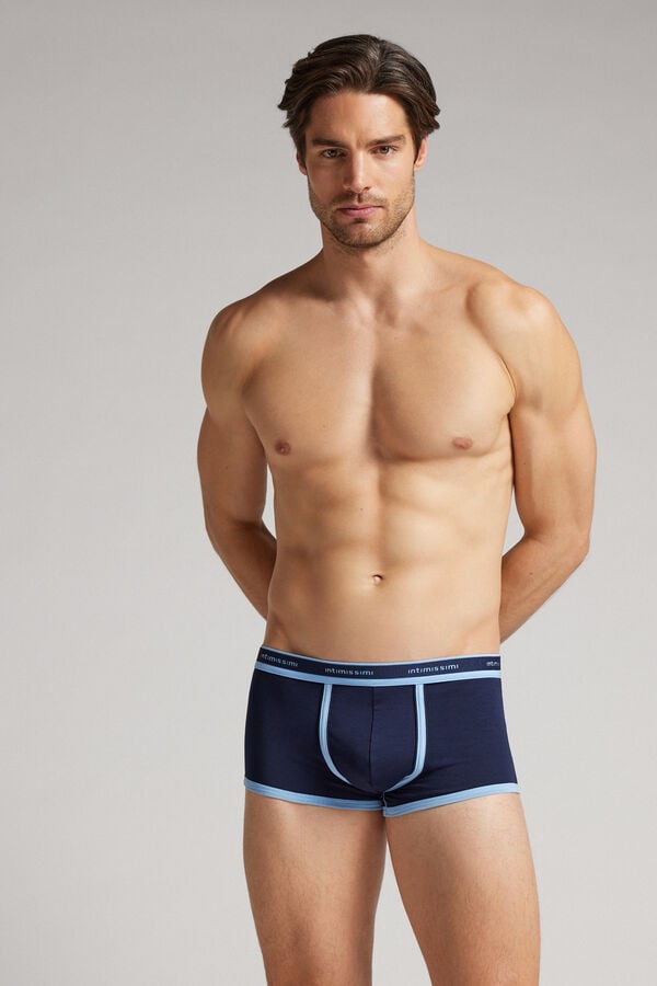 Men Intimissimi Superior Cotton With Logo Boxer Navy | 7940238-ZA