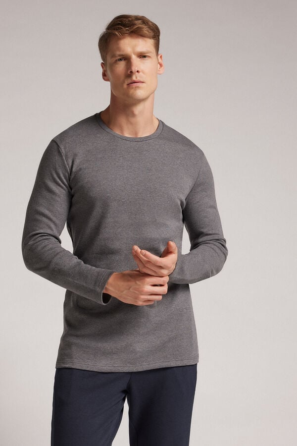 Men Intimissimi Top In Warm Cotton Long Sleeve Deep Grey | 4960378-LM