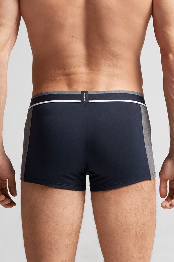 Men Intimissimi Two-Tone Superior Cotton Boxer Blue / Deep Grey | 2374519-GK