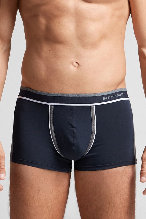 Men Intimissimi Two-Tone Superior Cotton Boxer Blue / Deep Grey | 2374519-GK