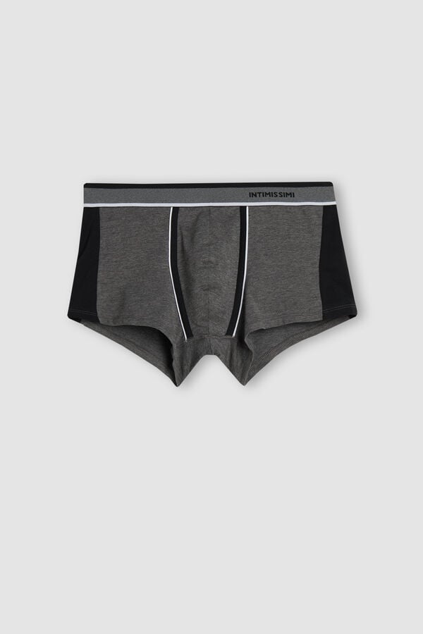 Men Intimissimi Two-Tone Superior Cotton Boxer Deep Grey / Black | 7815430-HI