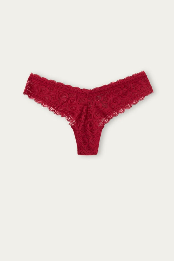 Women Intimissimi 80s-Style Lacezilian Briefs Red | 0219785-KI