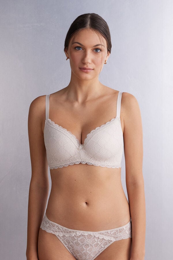 Women Intimissimi Adele Triangle Lace Bra Cream Pink | 3106598-PY