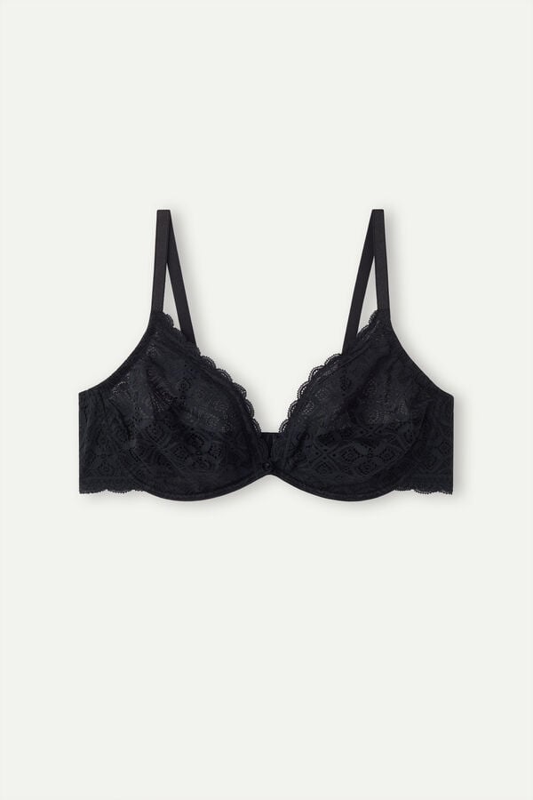 Women Intimissimi Alessia Balconette Lace Bra Black | 6285019-PI