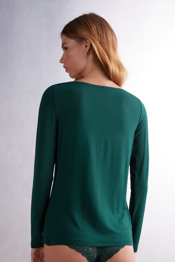 Women Intimissimi Bateau Neck In Micromodal Long Sleeve Green | 3829456-JT