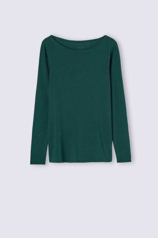 Women Intimissimi Bateau Neck In Micromodal Long Sleeve Green | 3829456-JT