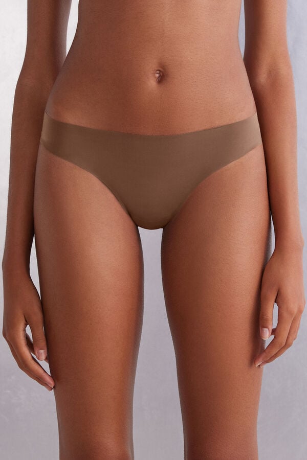 Women Intimissimi Brazilian Seamless Ultra Light Microfiber Briefs Dark Beige | 6928105-SF