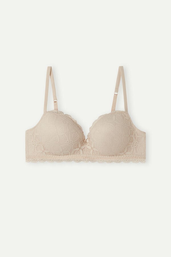 Women Intimissimi Claudia Balconette Lace Bra Cream Pink | 9173562-FK