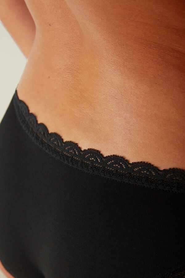 Women Intimissimi Cotton And Lace Panties Black | 6785490-SA