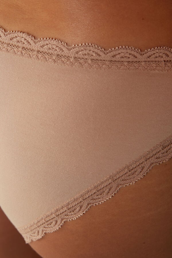 Women Intimissimi Cotton And Lace Panties Orange Beige | 8394571-VL