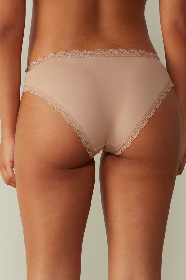 Women Intimissimi Cotton And Lace Panties Orange Beige | 8394571-VL