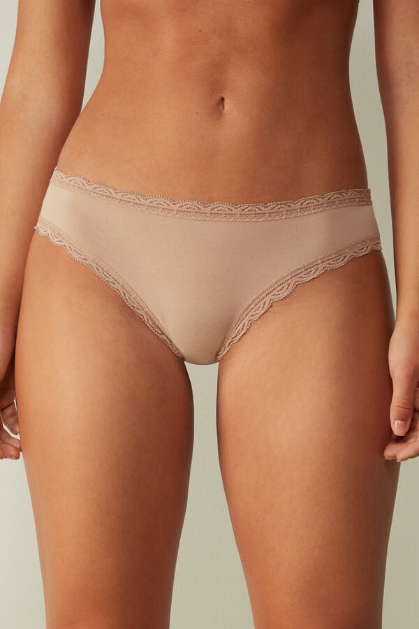 Women Intimissimi Cotton And Lace Panties Orange Beige | 8394571-VL