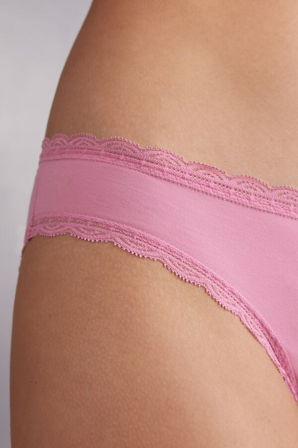 Women Intimissimi Cotton And Lace Panties Pink | 4013956-UF