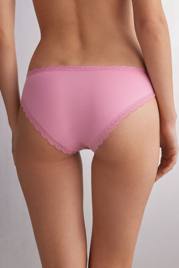 Women Intimissimi Cotton And Lace Panties Pink | 4013956-UF